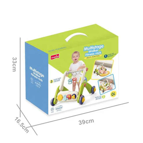 2-in-1 Baby Activity Walker with Music, Lights & Detachable Toy Panel for Toddler Walking Support